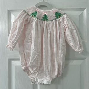 Stitchy Fish Christmas Tree Smocked Bubble - 12-18 Months